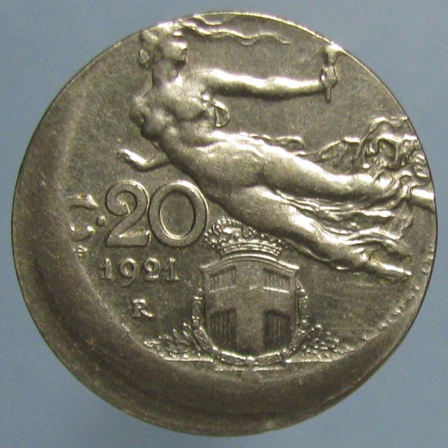Off-Center-1921-Italian-20-Centisimi